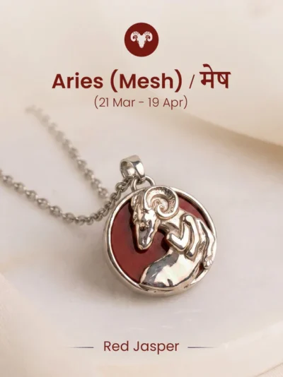 Aries Pendant (मेष राशि) with Red Jasper Stone